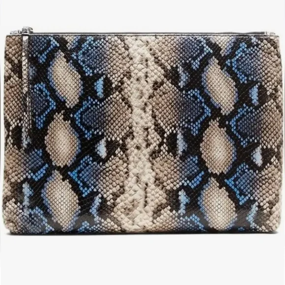 Banana Republic Snake Skin Embossed Leather Clutch Oversized Buttery Soft NWT - Picture 2 of 16